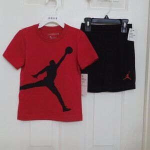 NWT 2pc Jordan Red Black Logo Shirt & Shorts Set sz 3t
